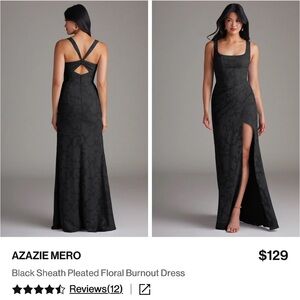 Azazie Mero Black Floral Burnout Maxi Dress